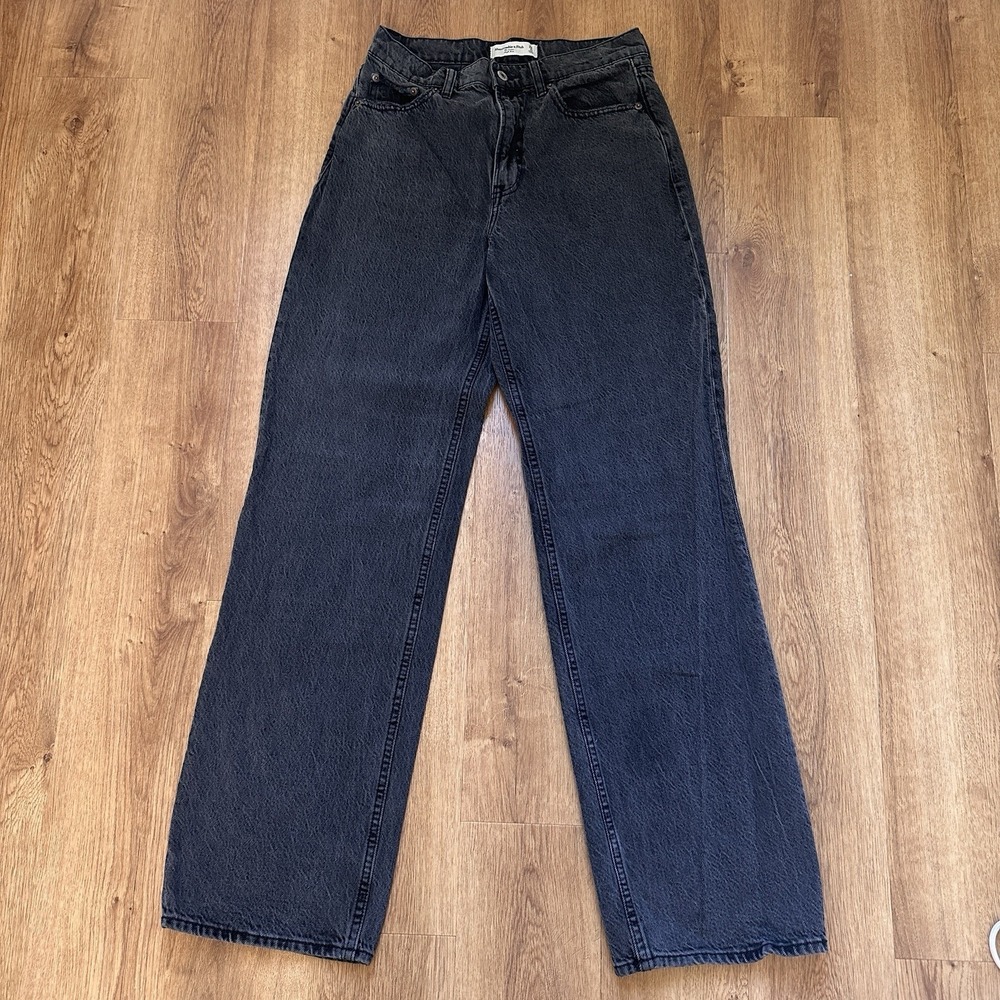 Abercrombie & Fitch Women's Faded Black The Loose High Rise Jeans Size 26 Long